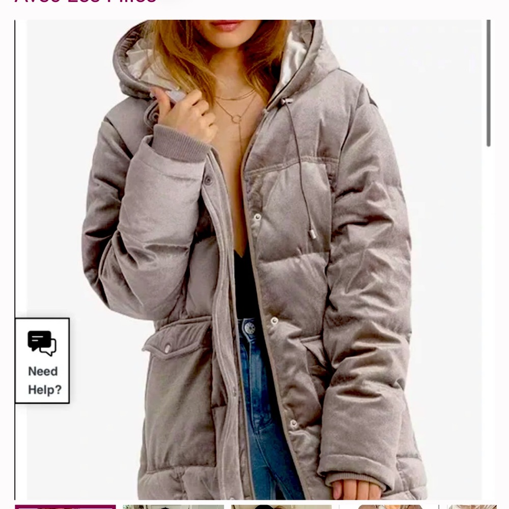 Avec Les Filles Women's Velvet Oversized Down Puffer Coat Size M